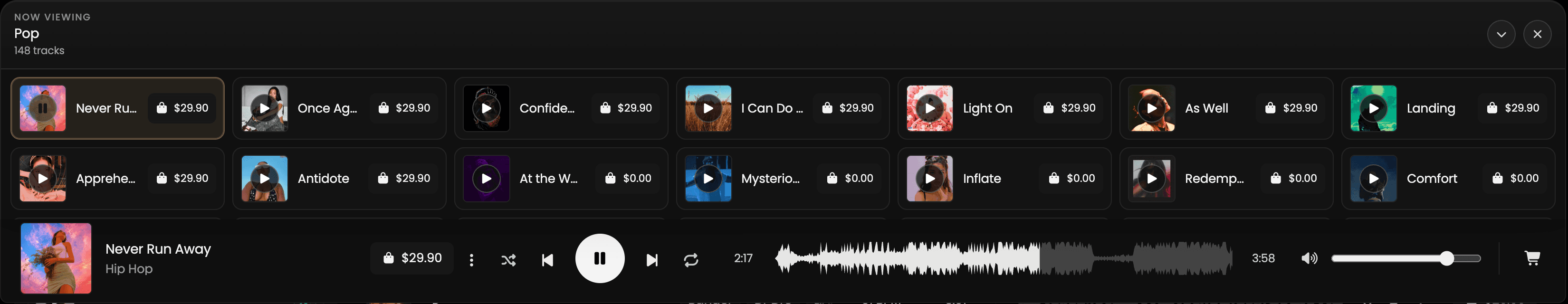 Banaslap genre playlist with expanded sticky player
